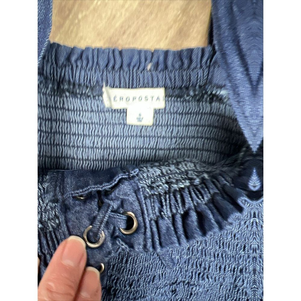 Aeropostale Bodycon Denim Adjustable Straps Ruffle Bottom Women's Size Small - Picture 7 of 7